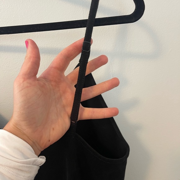 Aritzia Wilfred SUEDE Vivienne spaghetti strap Vegan Suede Dress in Black - S - Picture 8 of 12